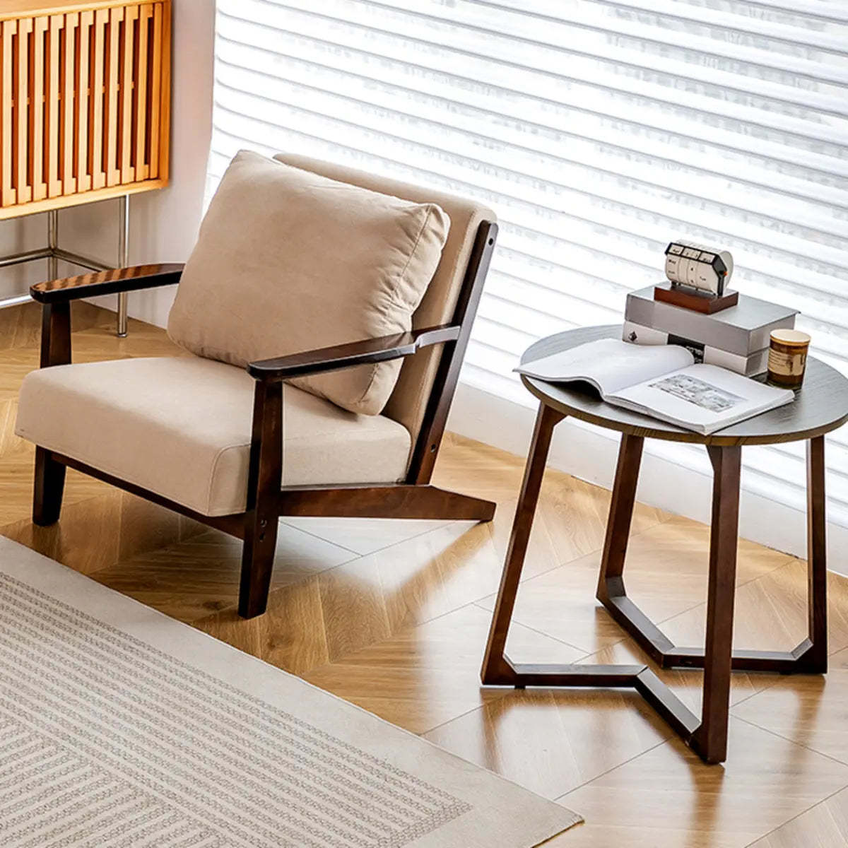 Khaki Pillow Back Accent Chair with Removable Cushions