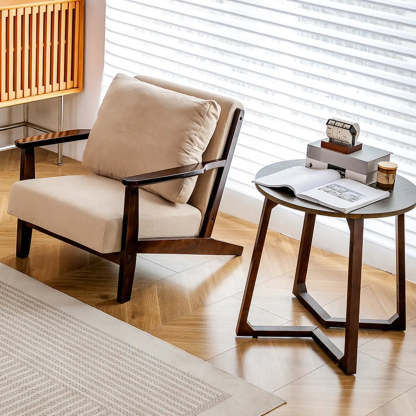 Khaki Pillow Back Accent Chair with Removable Cushions