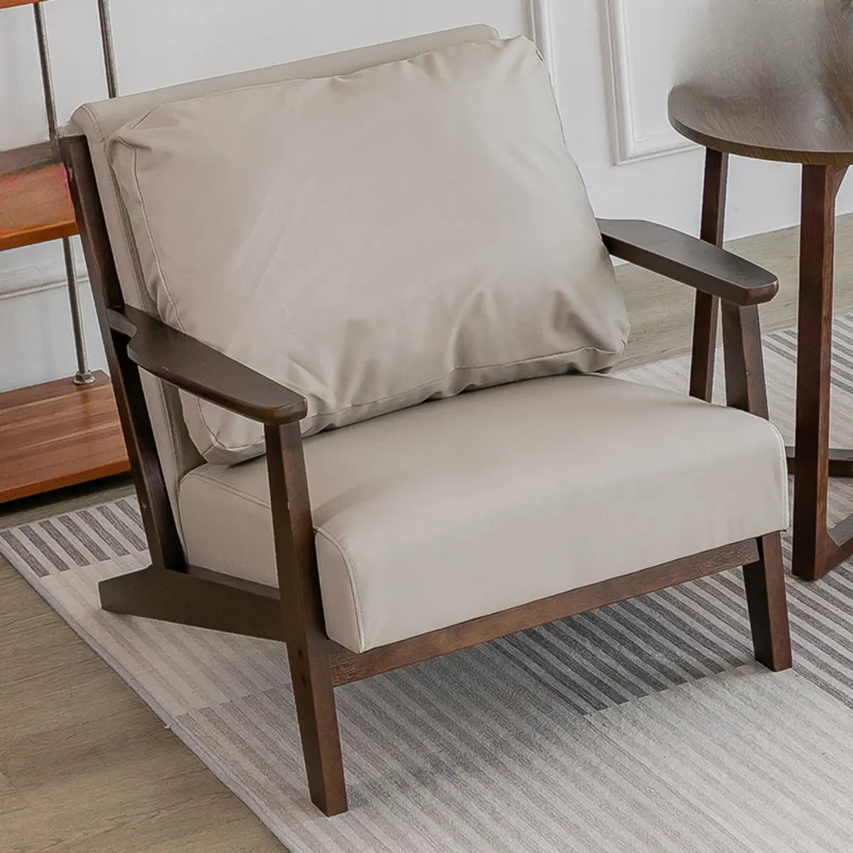 Khaki Pillow Back Accent Chair with Removable Cushions