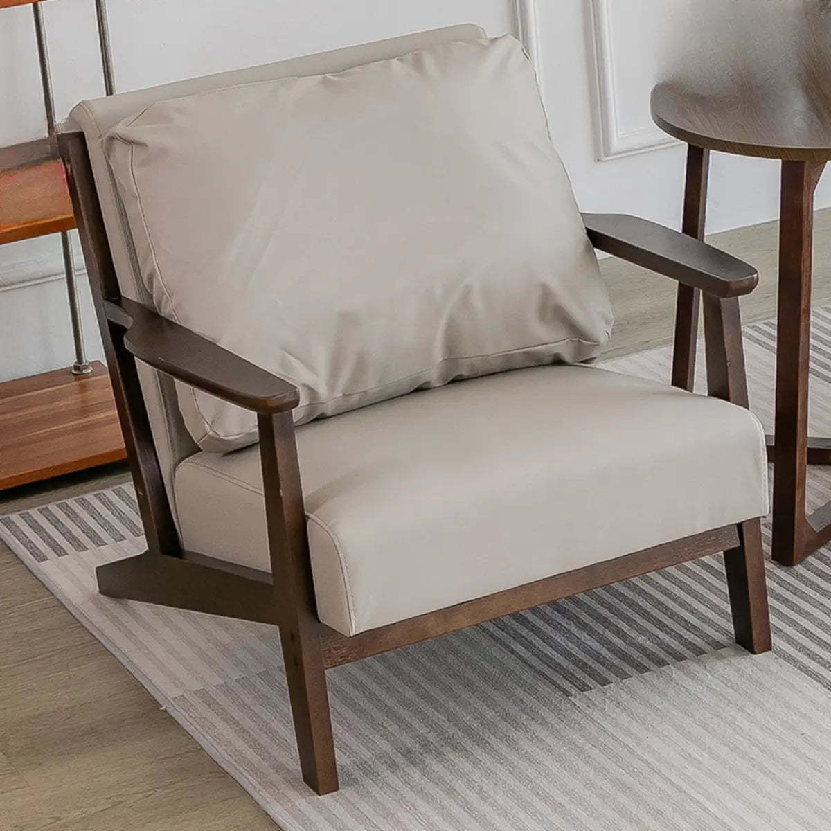 Khaki Pillow Back Accent Chair with Removable Cushions