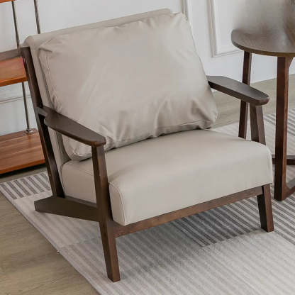 Khaki Pillow Back Accent Chair with Removable Cushions