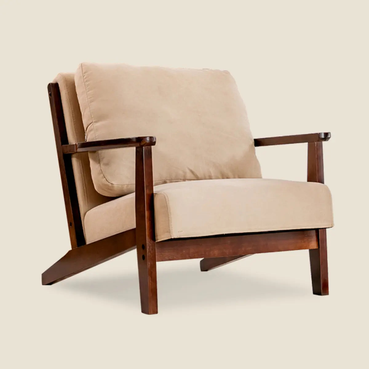 Khaki Pillow Back Accent Chair with Removable Cushions