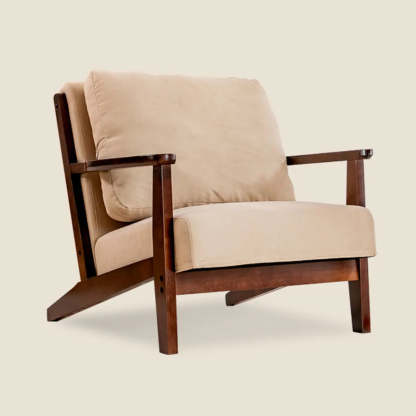 Khaki Pillow Back Accent Chair with Removable Cushions