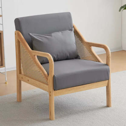 Leather Split Back Accent Chair with Removable Cushions