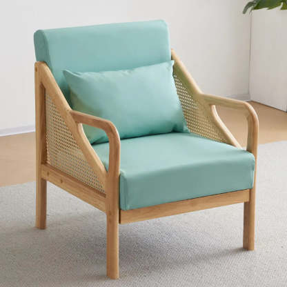 Leather Split Back Accent Chair with Removable Cushions