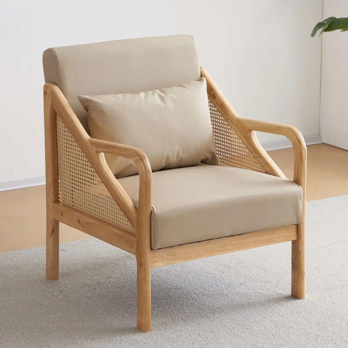 Leather Split Back Accent Chair with Removable Cushions