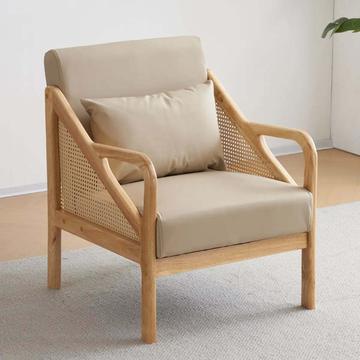 Leather Split Back Accent Chair with Removable Cushions