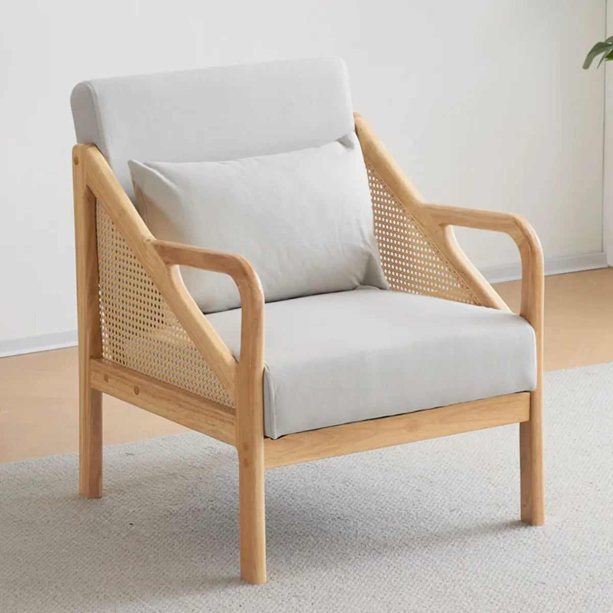 Leather Split Back Accent Chair with Removable Cushions — Off-White / Tech Cloth
