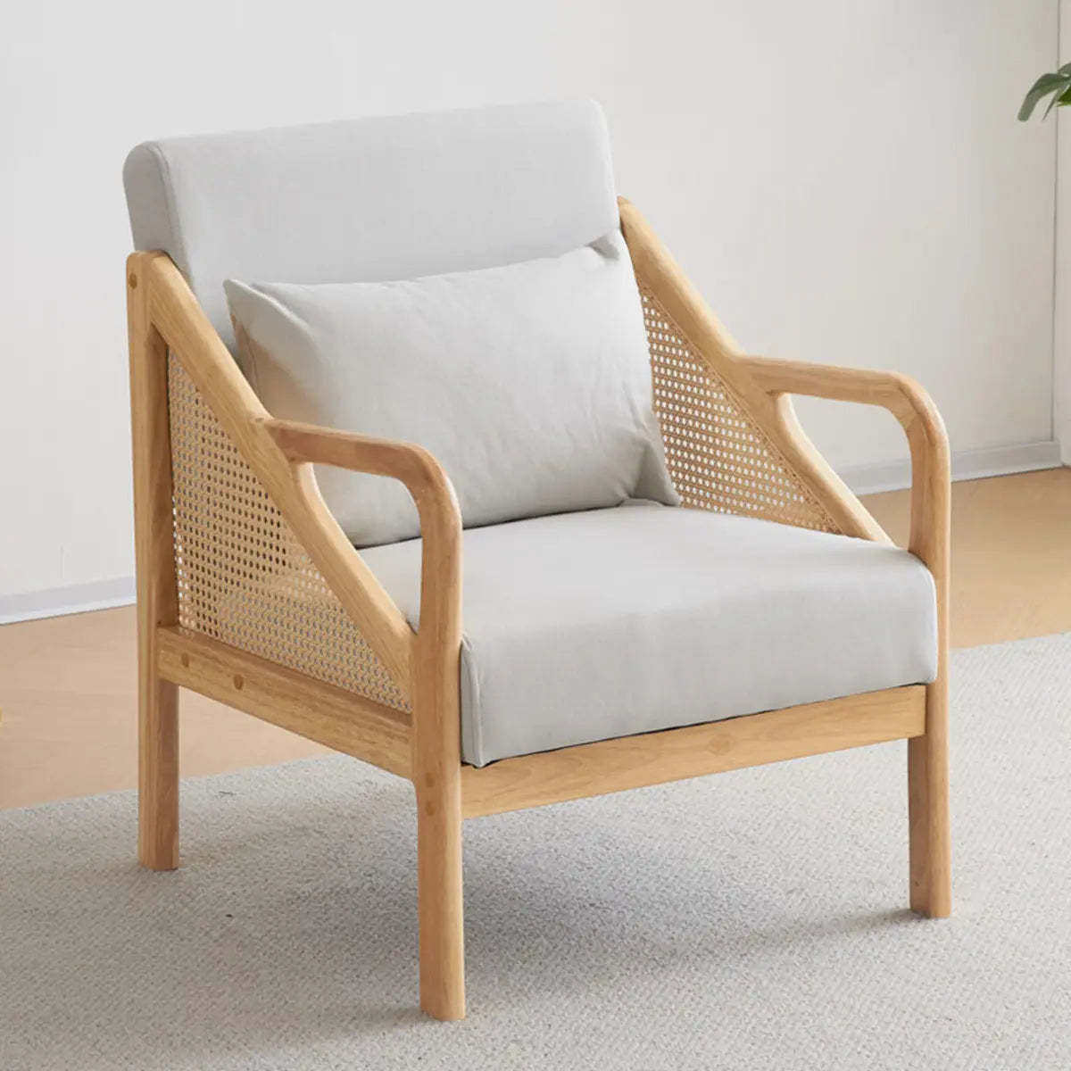 Leather Split Back Accent Chair with Removable Cushions — Off-White / Tech Cloth