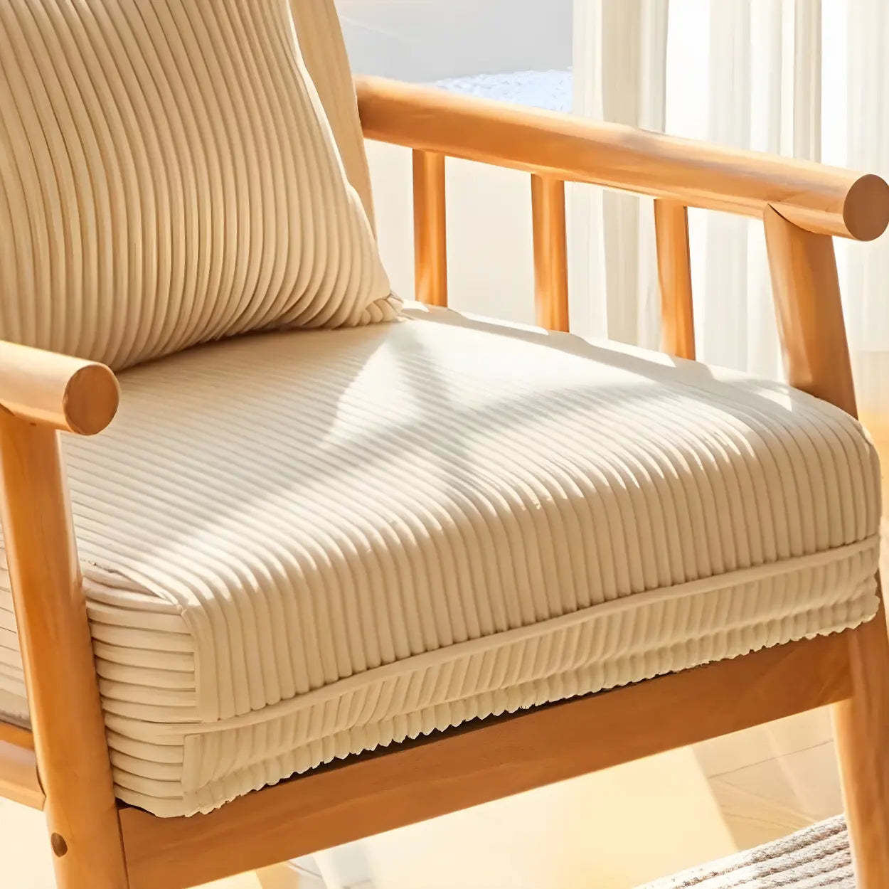 Removable Cushion Off-White Loose-Back Arm Chair