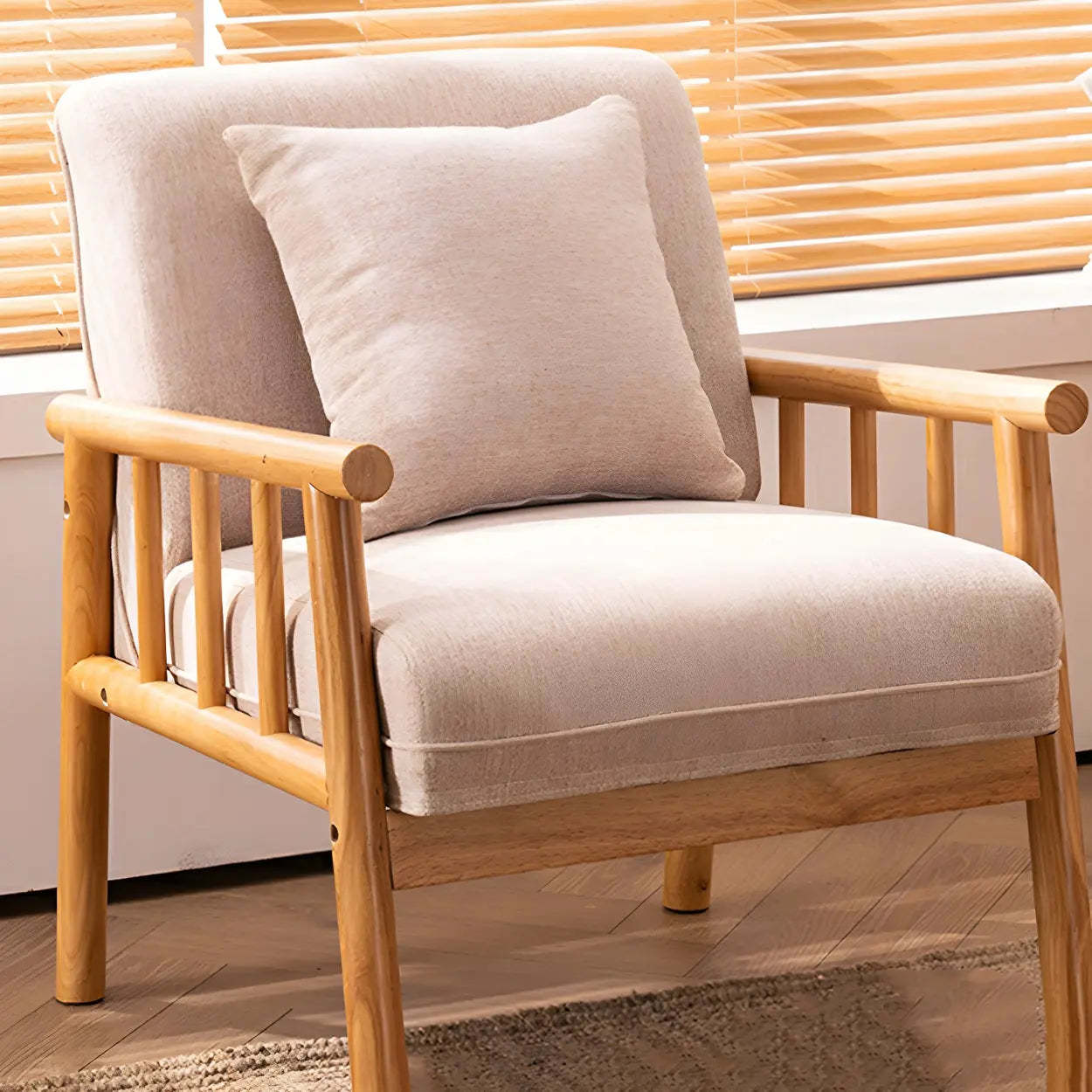 Removable Cushion Off-White Loose-Back Arm Chair