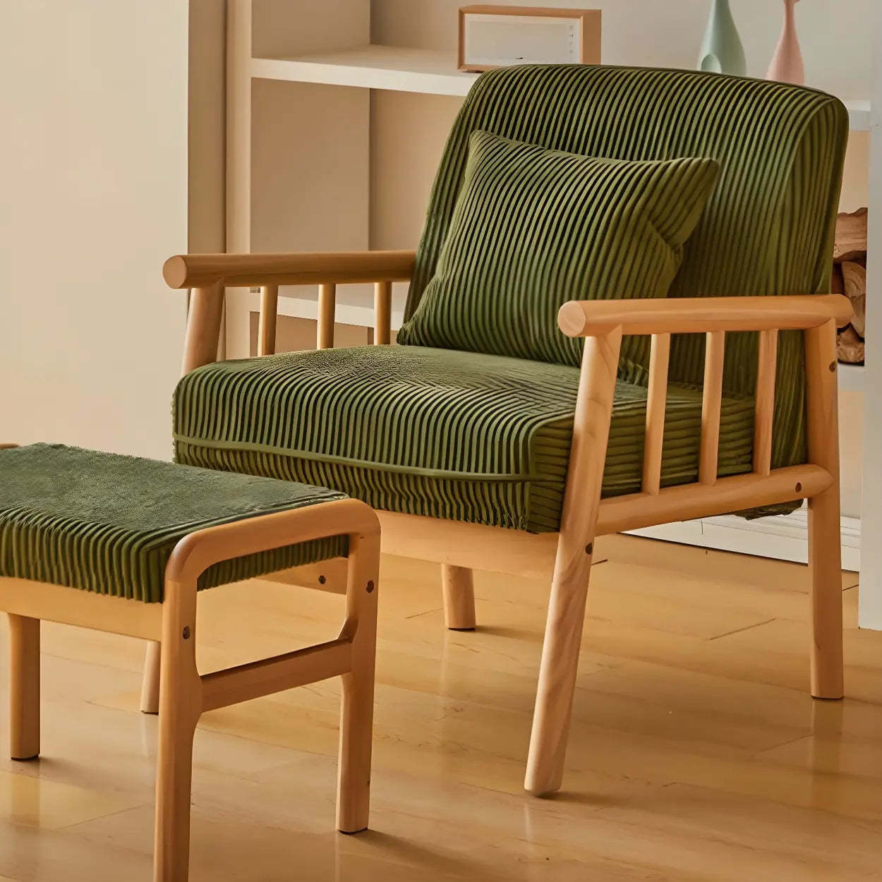 Removable Cushion Off-White Loose-Back Arm Chair
