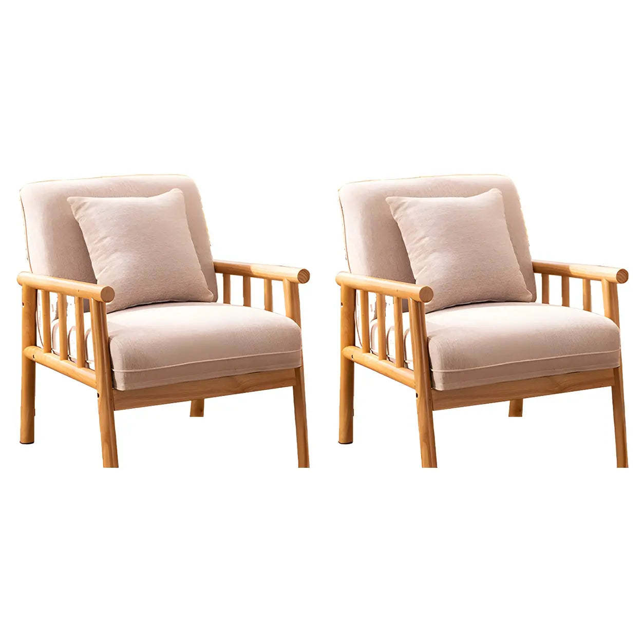Removable Cushion Off-White Loose-Back Arm Chair