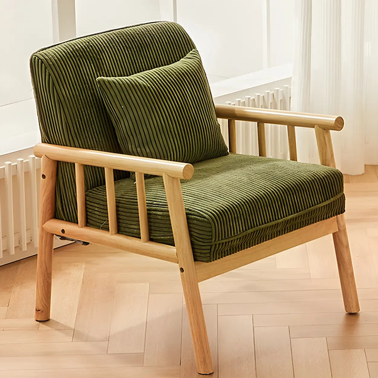 Removable Cushion Off-White Loose-Back Arm Chair — Off-White / Corduroy / 2 Piece Set