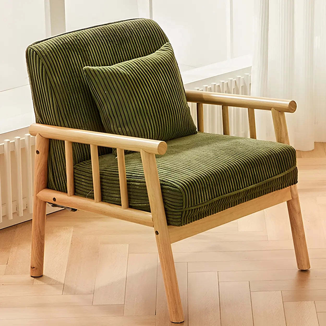 Removable Cushion Off-White Loose-Back Arm Chair — Off-White / Corduroy / 2 Piece Set