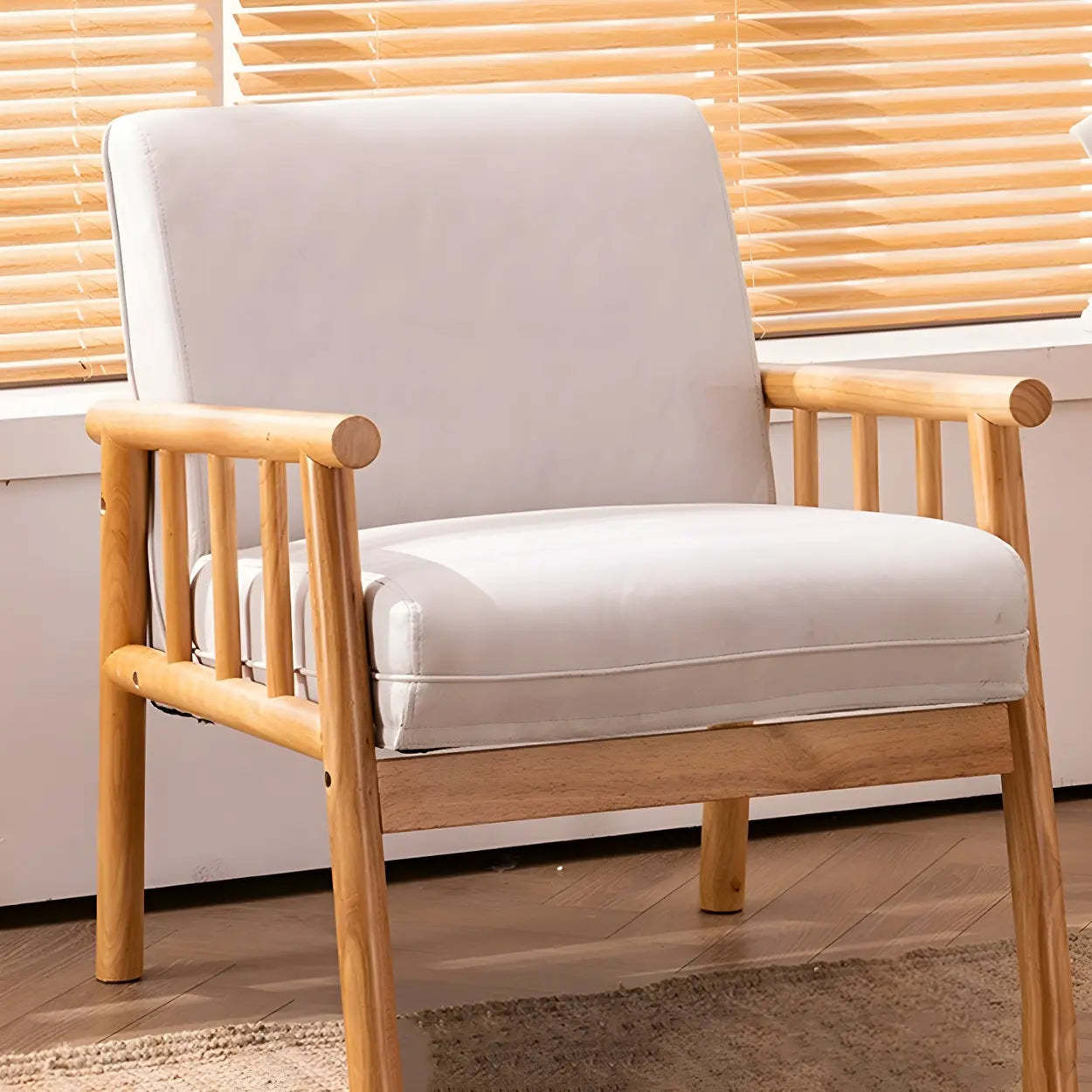 Removable Cushion Off-White Loose-Back Arm Chair — Off-White / Cotton and Linen / 1 Piece
