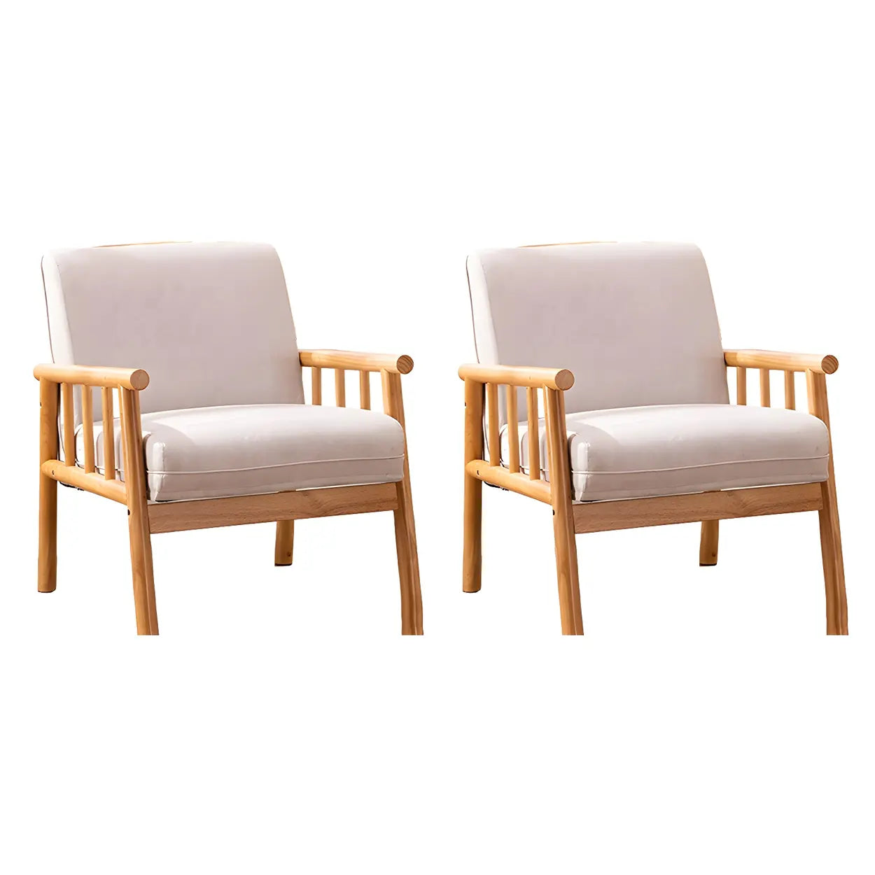 Removable Cushion Off-White Loose-Back Arm Chair — Green / Corduroy / 1 Piece