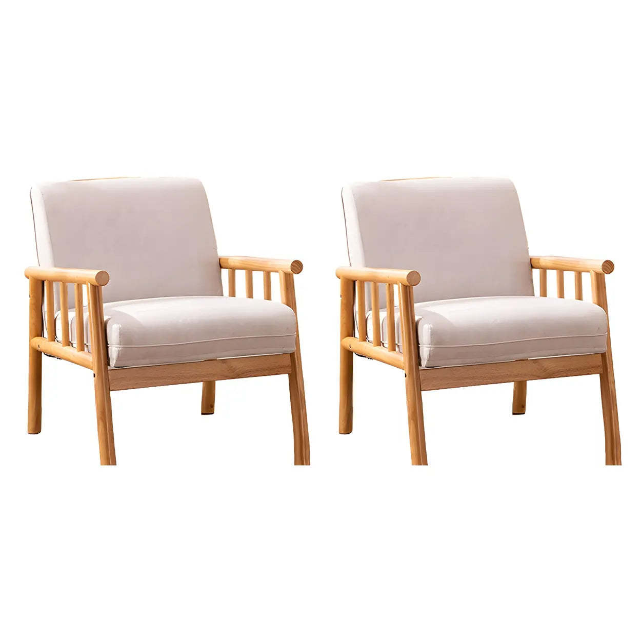 Removable Cushion Off-White Loose-Back Arm Chair — Green / Corduroy / 1 Piece