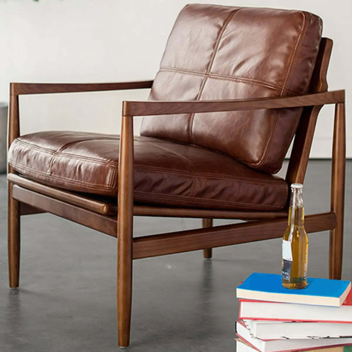 Water-Resistant Leather Removable Cushion Armchair
