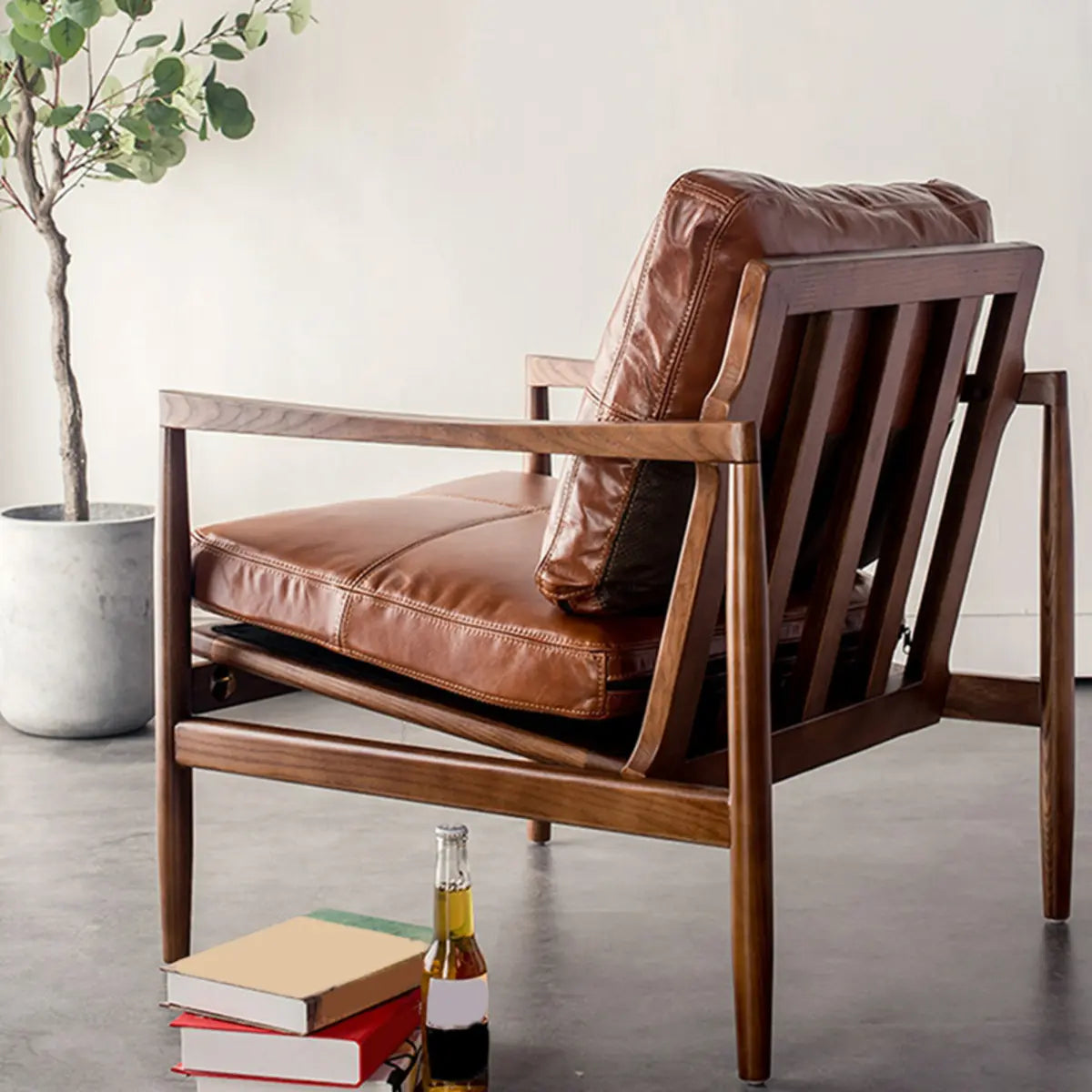 Water-Resistant Leather Removable Cushion Armchair — Track Arms / PU (Polyurethane)