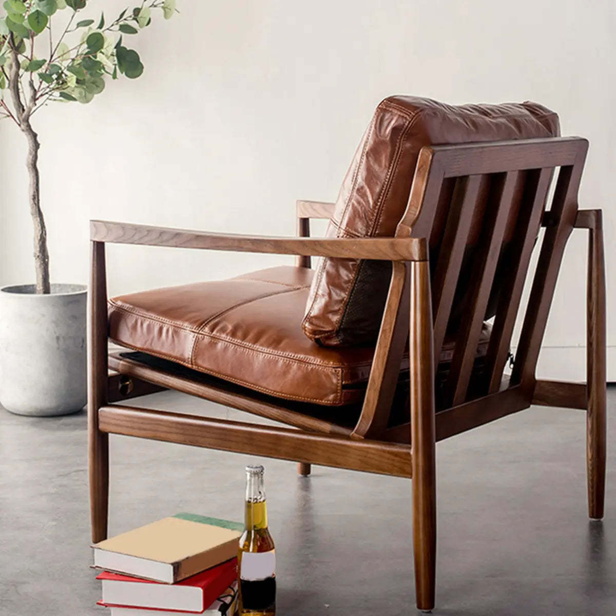 Water-Resistant Leather Removable Cushion Armchair — Track Arms / PU (Polyurethane)