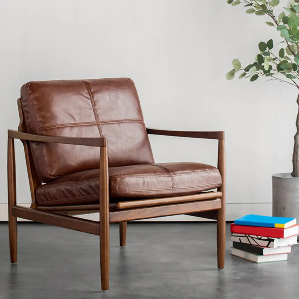 Water-Resistant Leather Removable Cushion Armchair