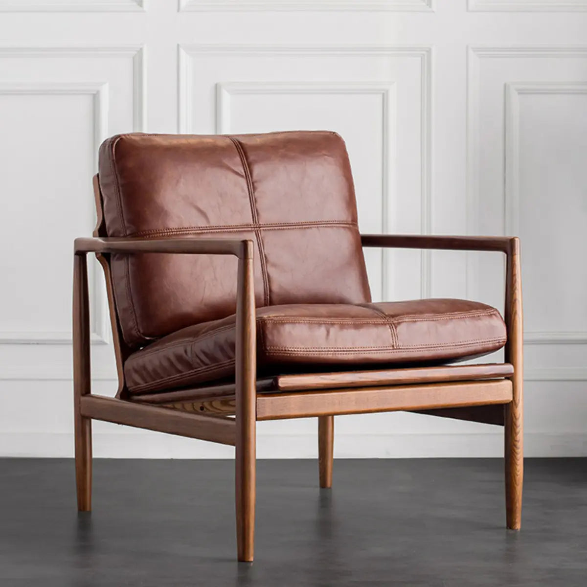 Water-Resistant Leather Removable Cushion Armchair