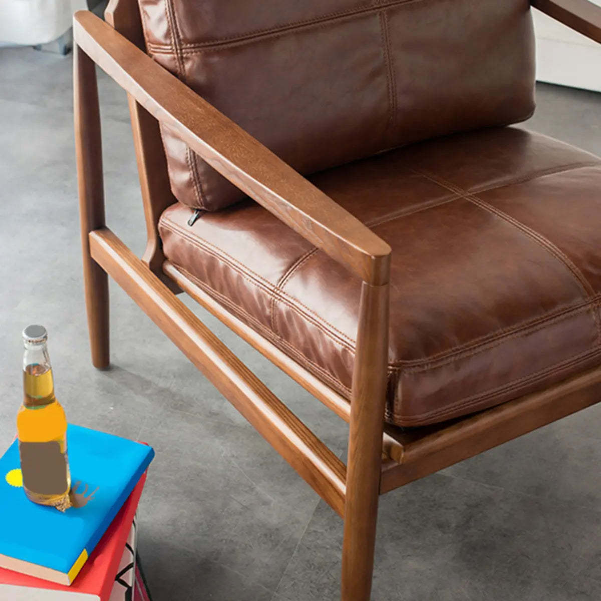 Water-Resistant Leather Removable Cushion Armchair