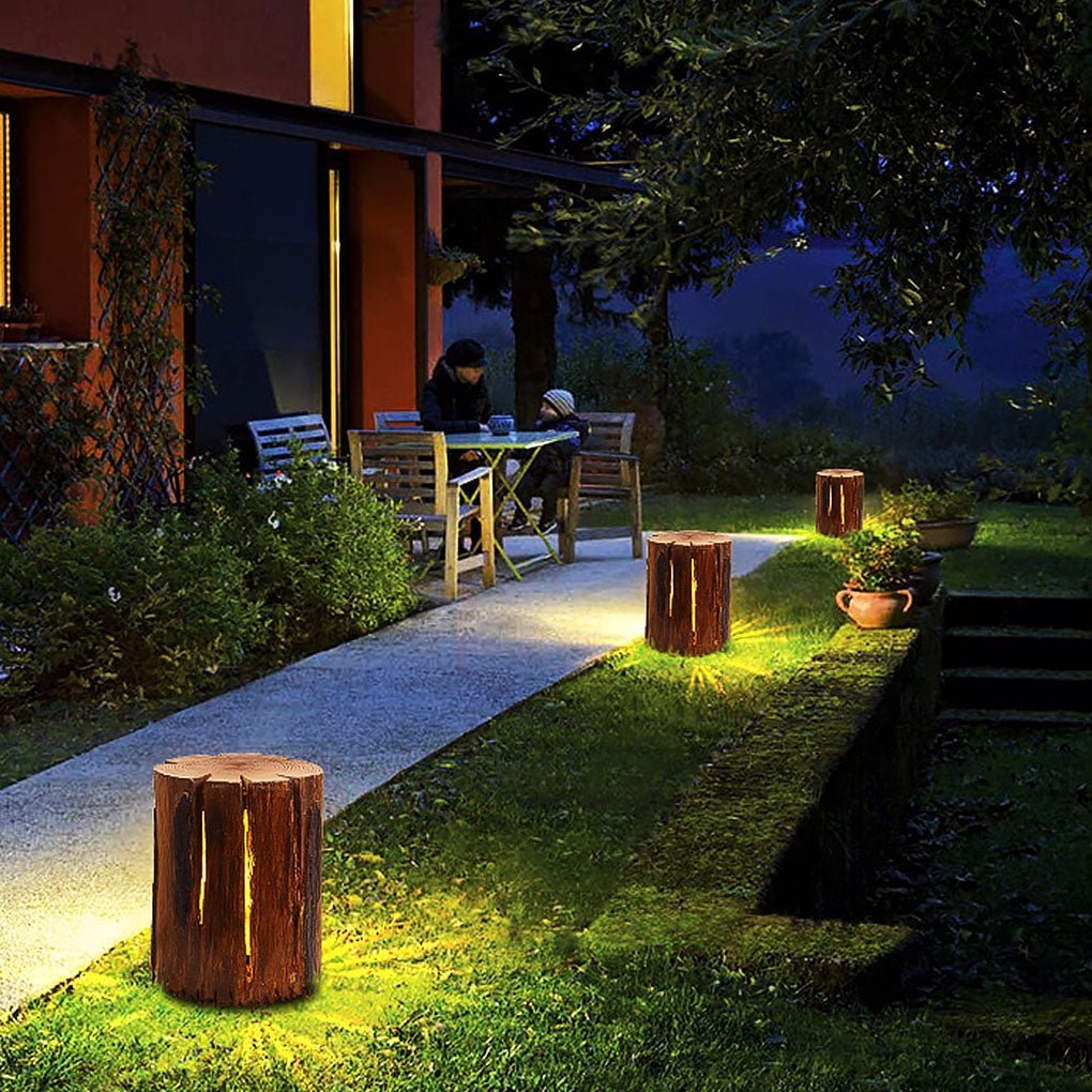 Resin Tree Stump Outdoor Light Rustic Decorative Garden Lawn LED Lamp-Lighom