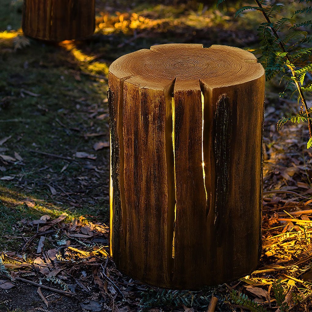 Resin Tree Stump Outdoor Light Rustic Decorative Garden Lawn LED Lamp-Lighom