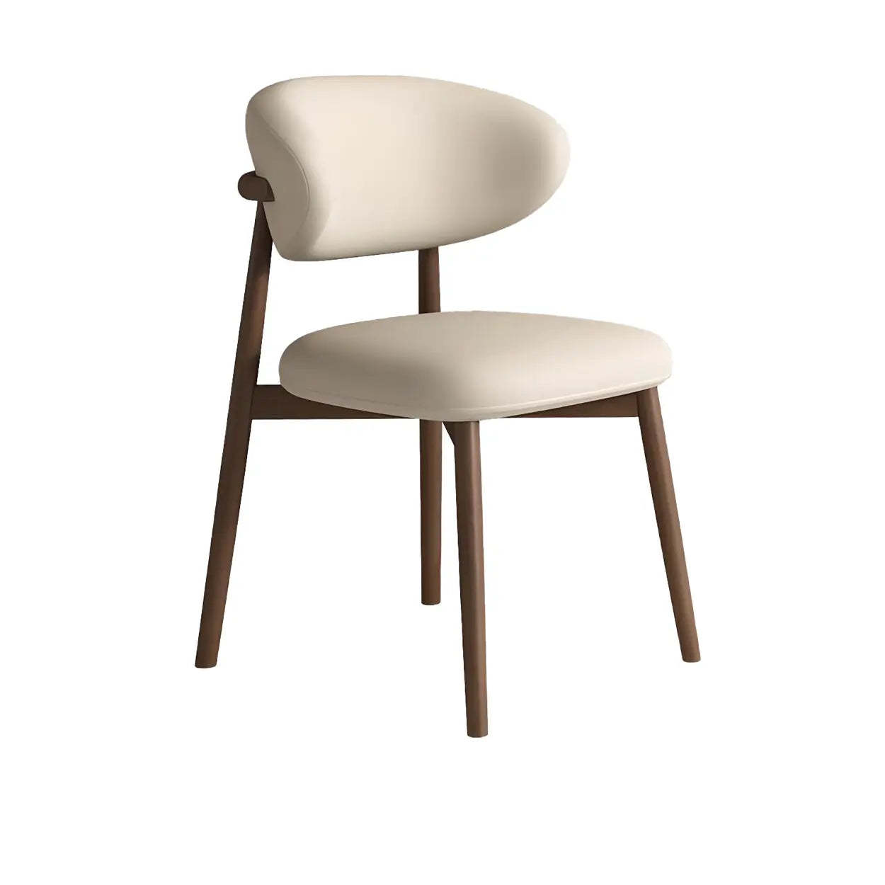 Lighom modern faux curved-back gray dining chairs & benches in leather — Light Walnut / Light Khaki