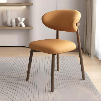 Modern curved-back faux gray leather wood dining chairs & benches, Lighom