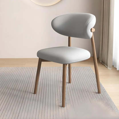 Gray leather wood curved-back faux dining chairs & benches - modern