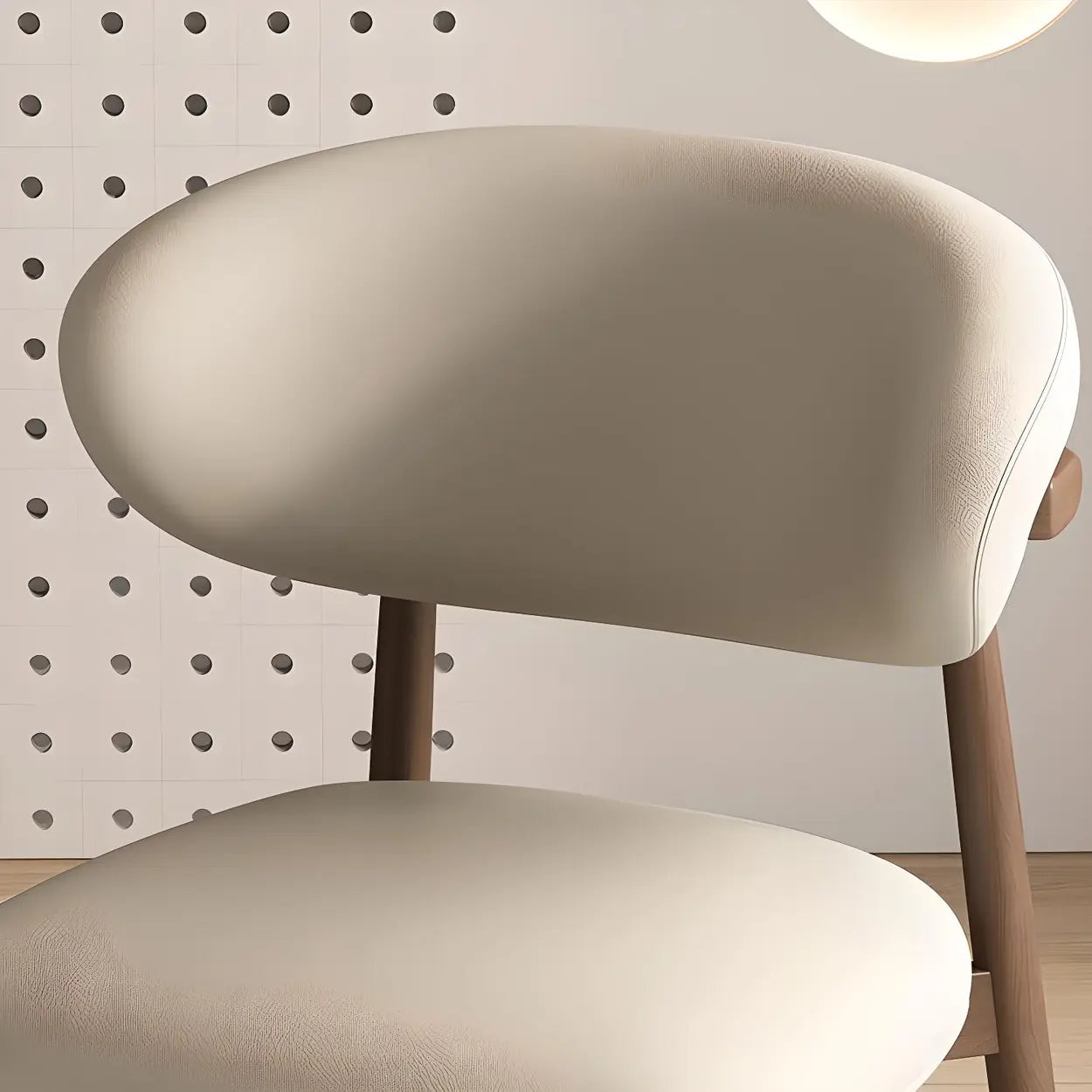 Curved-Back Faux Leather Dining Chair — Orange / Light Walnut