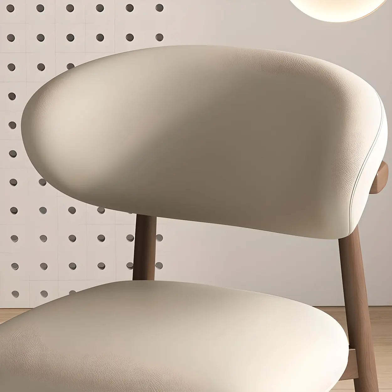 Curved-Back Faux Leather Dining Chair — Orange / Light Walnut