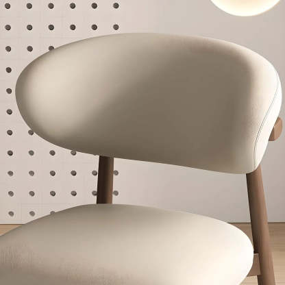 Curved-Back Faux Leather Dining Chair — Orange / Light Walnut