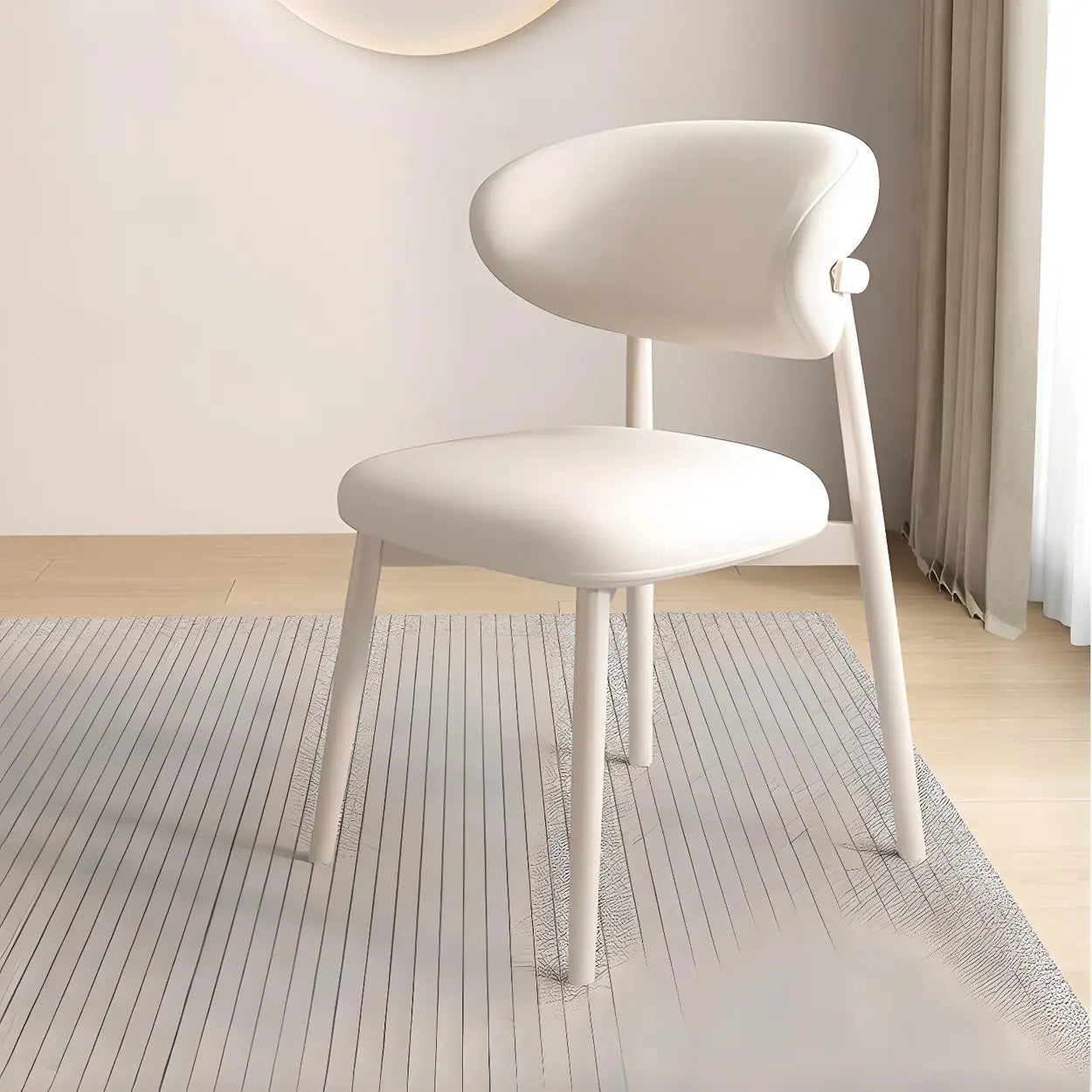 Lighom modern curved-back faux black dining chairs & benches in leather — Light Gray