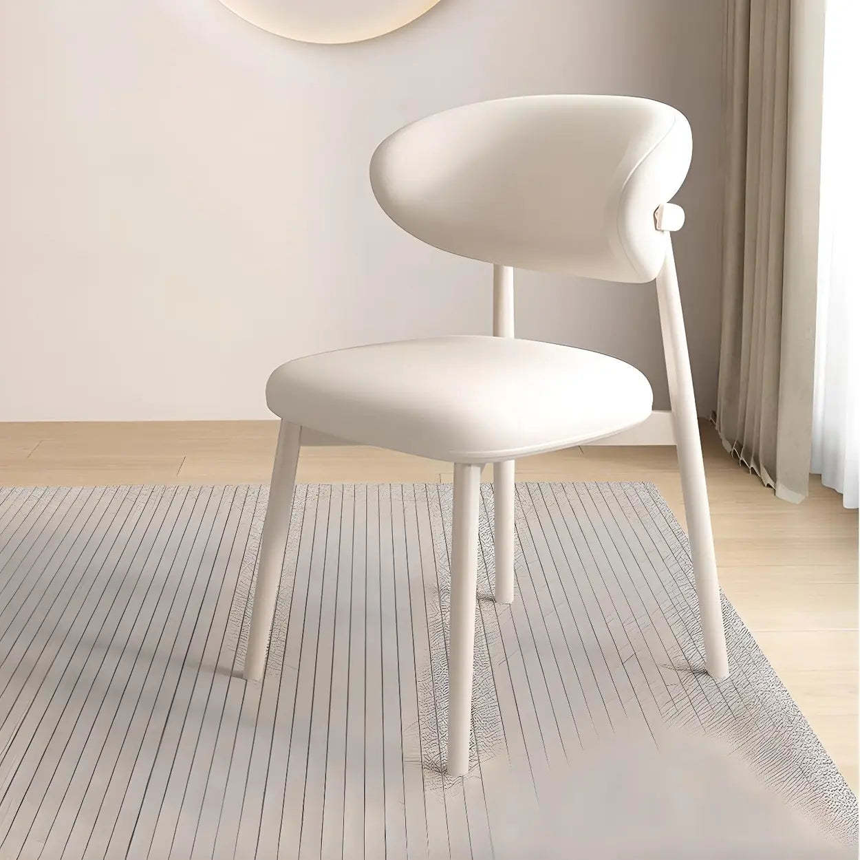 Lighom modern curved-back faux black dining chairs & benches in leather — Light Gray