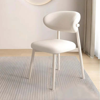 Lighom modern curved-back faux black dining chairs & benches in leather — Light Gray
