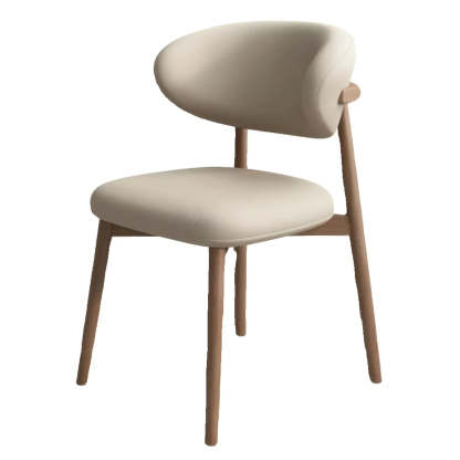 Lighom faux curved-back leather dining chairs & benches for kitchen — Black / Dark Khaki