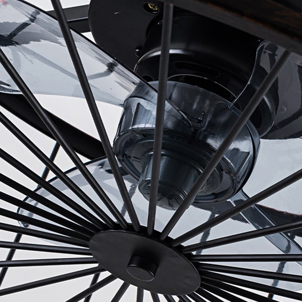 Retro Industrial Timing Three-speed Wind Regulation Mute Cage Bladeless Ceiling Fan Lamp-Lighom
