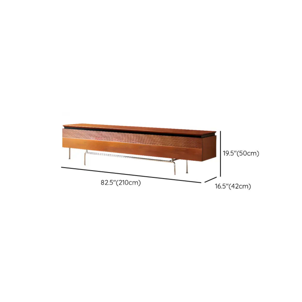 Retro Brown Rectangular Cherry Wood Living Room TV Stand
