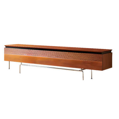 Retro Brown Rectangular Cherry Wood Living Room TV Stand