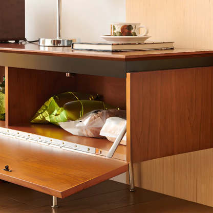 Retro Brown Rectangular Cherry Wood Living Room TV Stand