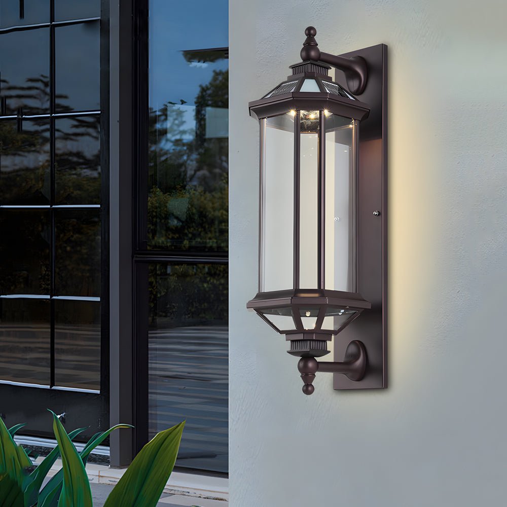Retro Ribbed Glass Solar Outdoor Wall Light