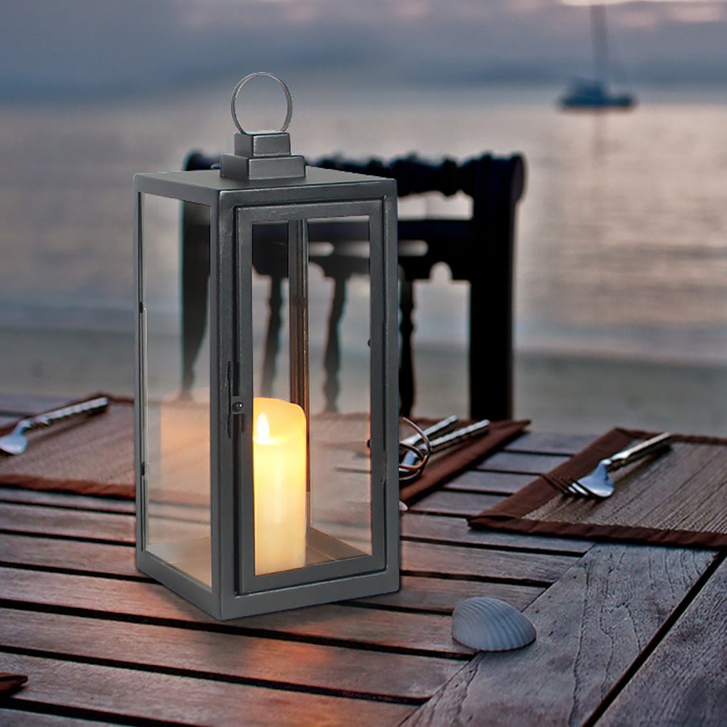 Glass Candle Holder DC 5V LED Black Modern Portable Outdoor Floor Llights-Lighom