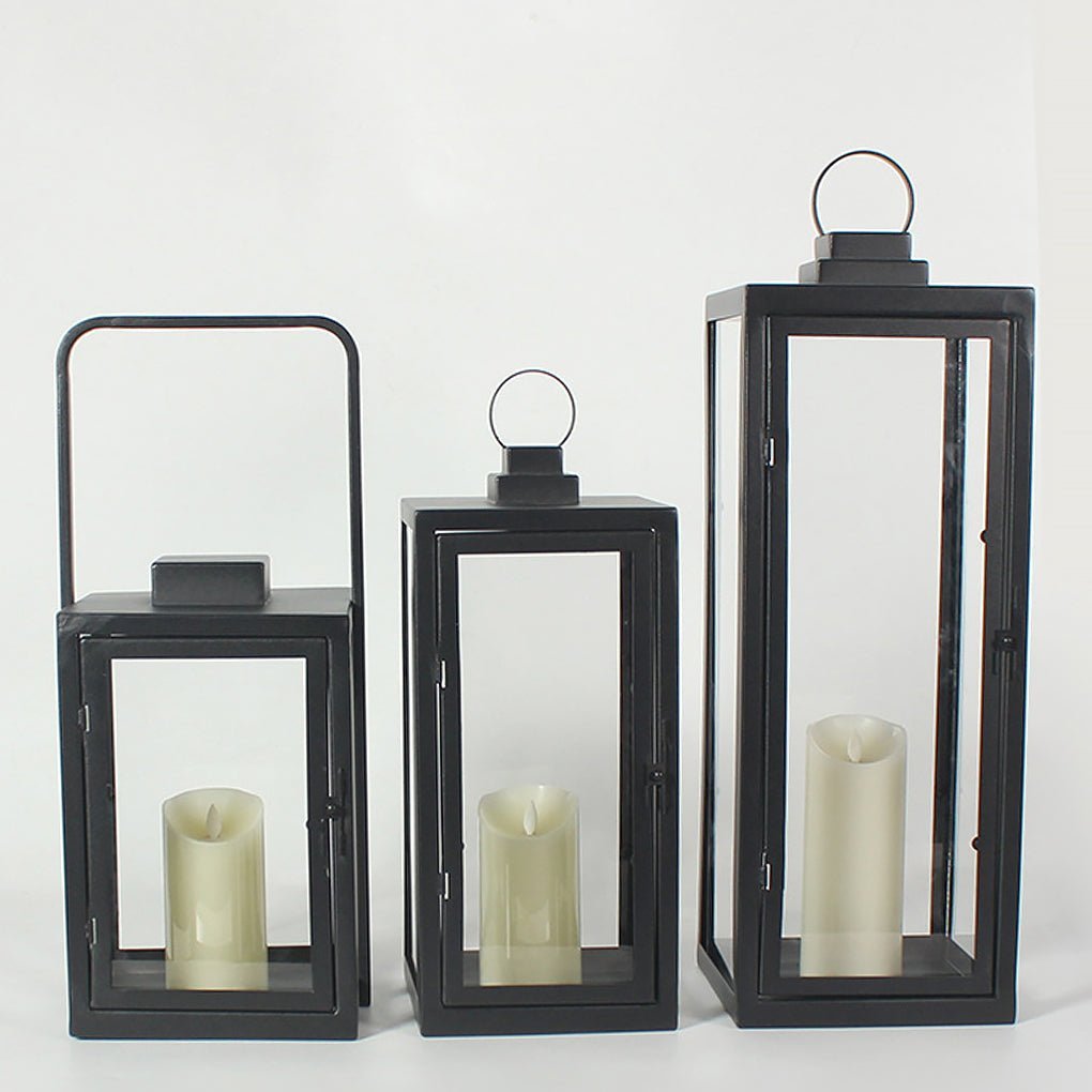 Glass Candle Holder DC 5V LED Black Modern Portable Outdoor Floor Llights-Lighom