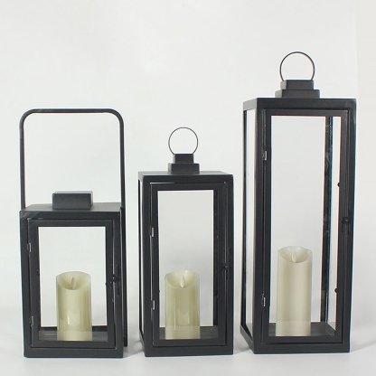 Glass Candle Holder DC 5V LED Black Modern Portable Outdoor Floor Llights-Lighom