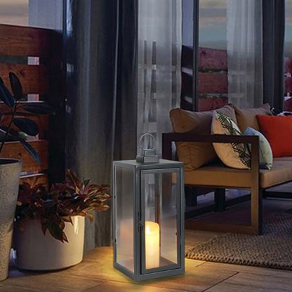 Glass Candle Holder DC 5V LED Black Modern Portable Outdoor Floor Llights-Lighom