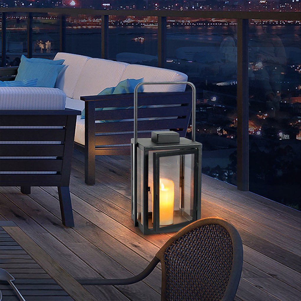 Glass Candle Holder DC 5V LED Black Modern Portable Outdoor Floor Llights-Lighom